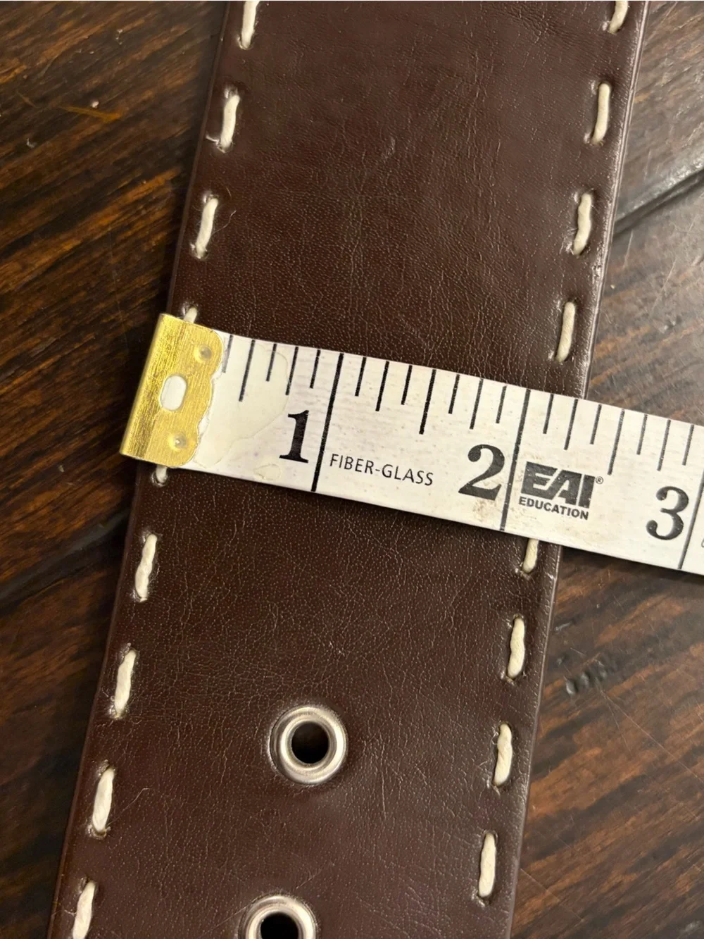 Classic Brown Leather Belt with Contrast Stitching - Women's Accessory